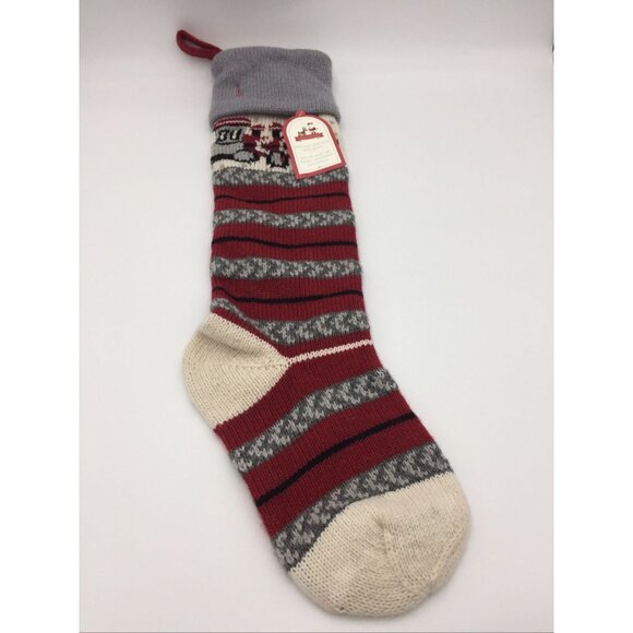 Pottery Barn Kids Natural Fair Isle Train Wool Christmas Xmas Stocking Imperfect - Picture 12 of 12